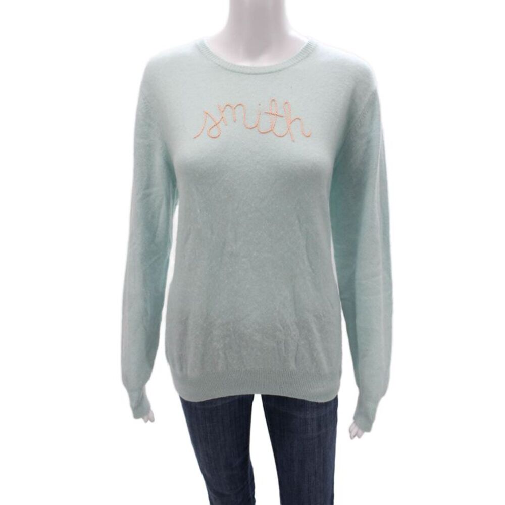 Lingua Franca Unisex Light Blue Cashmere Pullover Graphic Crew Neck Size L